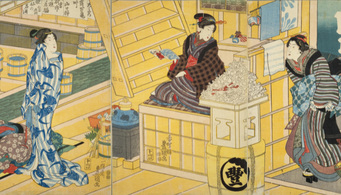 豊国画睦月わか湯乃図