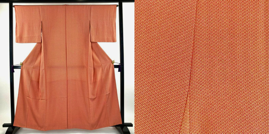 橙色の小紋着物
