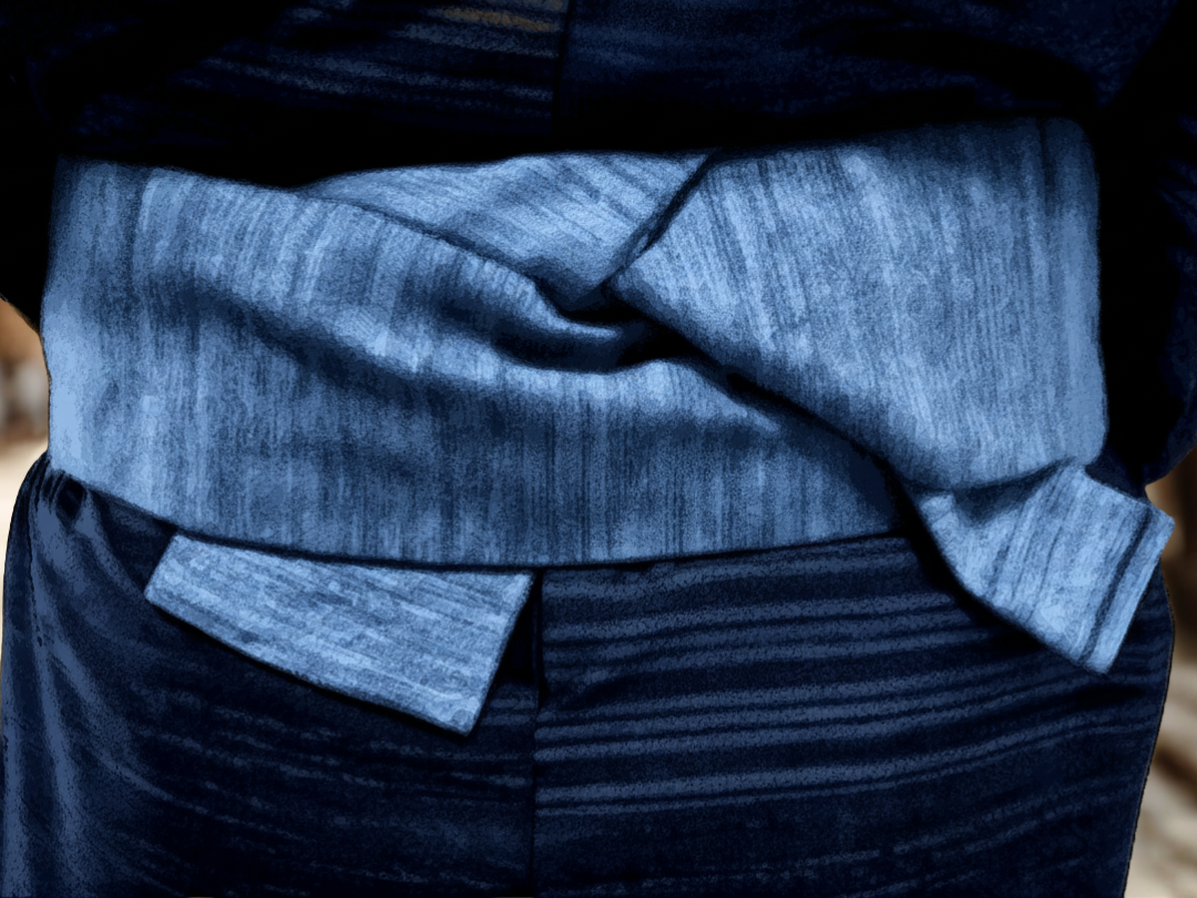 男の着物浪人結びのイラスト