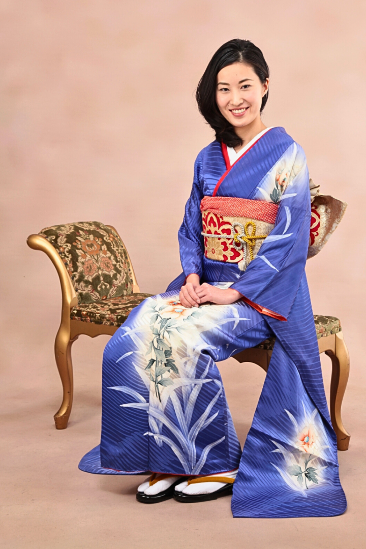 中古裏地少し汚れあり＊振袖＆襟＆帯セット 振袖販売6点セット 半衿 